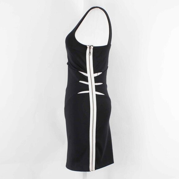 Bebe Addiction Kerra Sz S Black White Zip Side Open Side Poly Spandex Dress - Picture 5 of 12